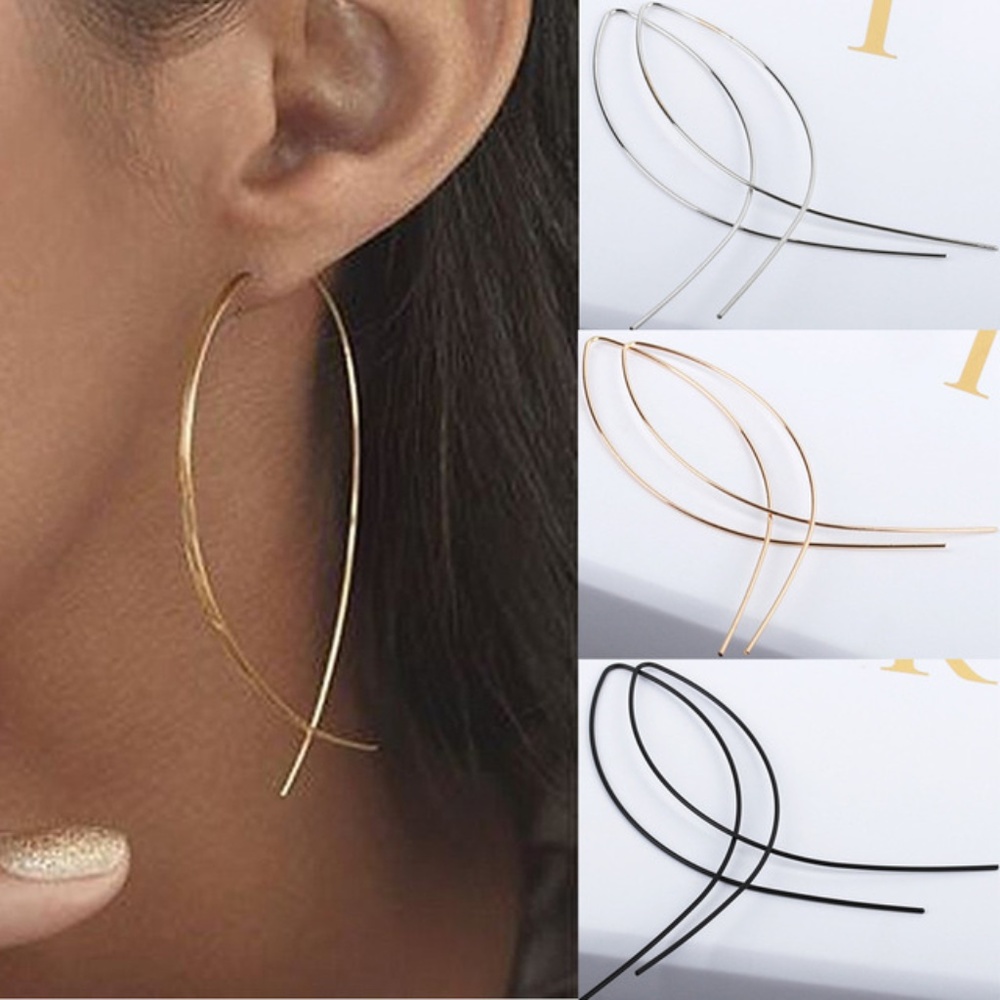 5 for $25 Black Color Statement Ichthys Earrings - Picture 2 of 3